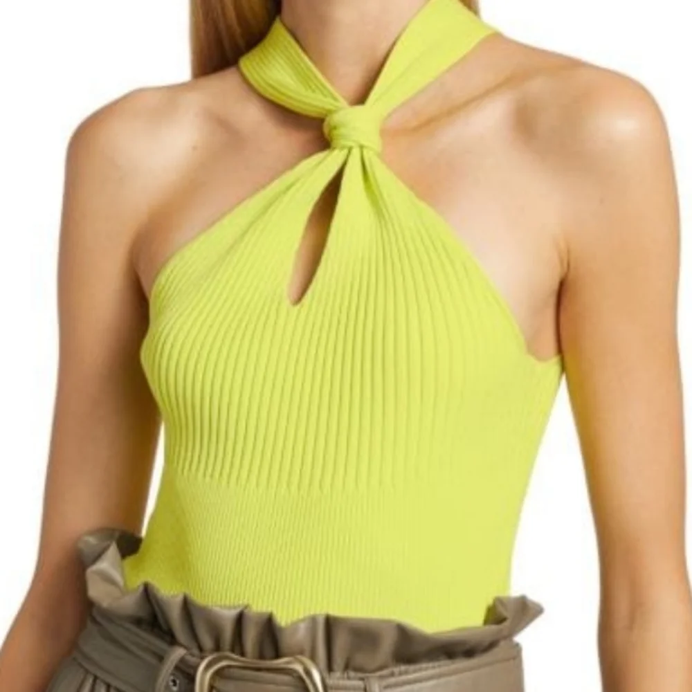 Jonathan Simkhai Andrea Rib Halter in Lime - Picture 9 of 15